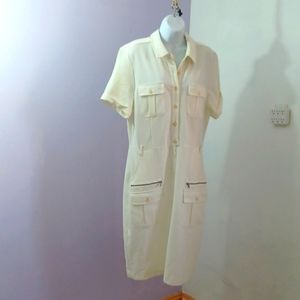 & RACHEL white cream dress sz 14